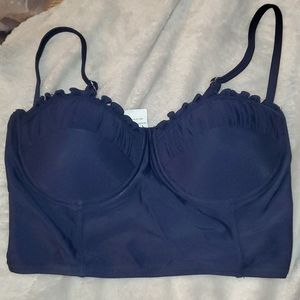 Blue long bikini top